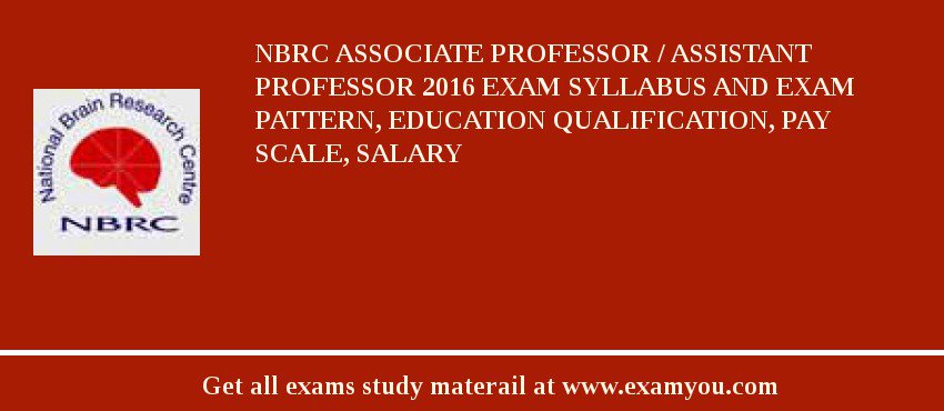 NBRC Associate Professor / Assistant Professor 2018 Exam Syllabus And Exam Pattern, Education Qualification, Pay scale, Salary