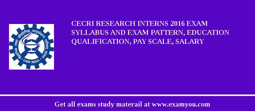 CECRI Research Interns 2018 Exam Syllabus And Exam Pattern, Education Qualification, Pay scale, Salary
