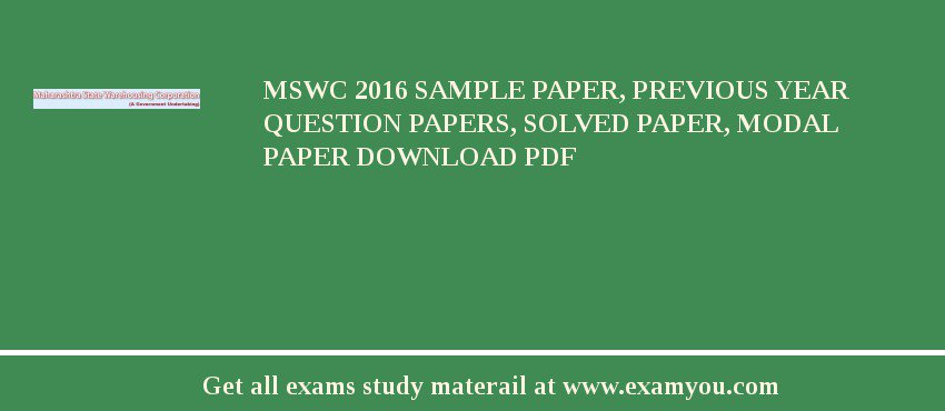 MSWC 2018 Sample Paper, Previous Year Question Papers, Solved Paper, Modal Paper Download PDF