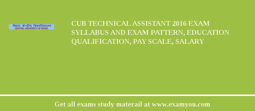 CUB Technical Assistant 2018 Exam Syllabus And Exam Pattern, Education Qualification, Pay scale, Salary