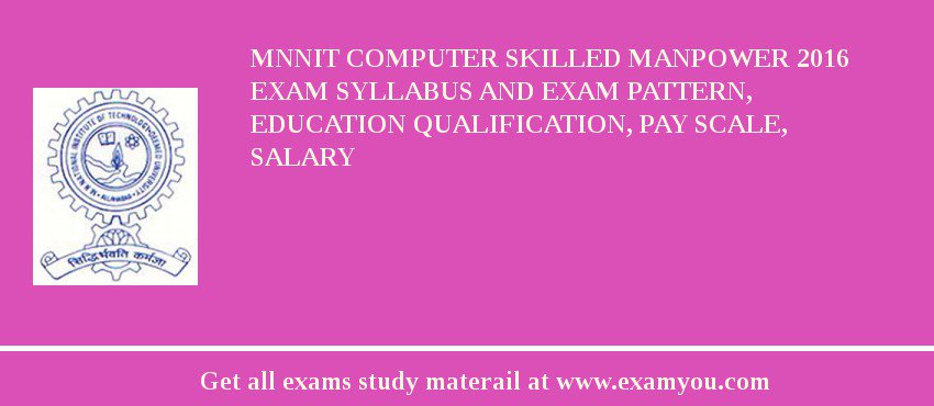 MNNIT Computer Skilled Manpower 2018 Exam Syllabus And Exam Pattern, Education Qualification, Pay scale, Salary