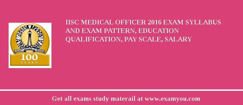 IISc Medical Officer 2018 Exam Syllabus And Exam Pattern, Education Qualification, Pay scale, Salary