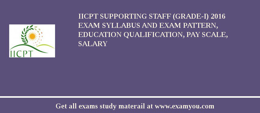 IICPT Supporting Staff (Grade-I) 2018 Exam Syllabus And Exam Pattern, Education Qualification, Pay scale, Salary