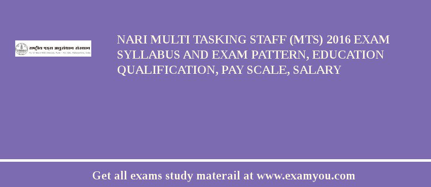 NARI Multi Tasking Staff (MTS) 2018 Exam Syllabus And Exam Pattern, Education Qualification, Pay scale, Salary
