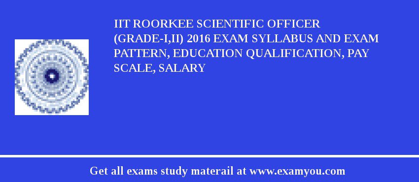 IIT Roorkee Scientific Officer (Grade-I,II) 2018 Exam Syllabus And Exam Pattern, Education Qualification, Pay scale, Salary