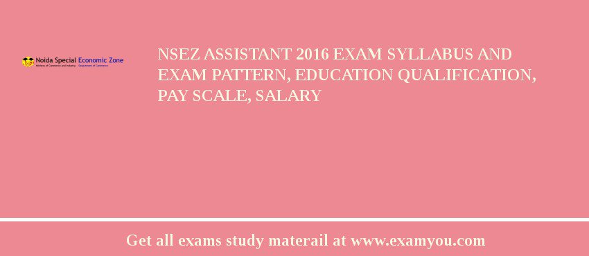 NSEZ Assistant 2018 Exam Syllabus And Exam Pattern, Education Qualification, Pay scale, Salary