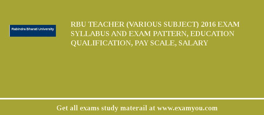 RBU Teacher (Various Subject) 2018 Exam Syllabus And Exam Pattern, Education Qualification, Pay scale, Salary