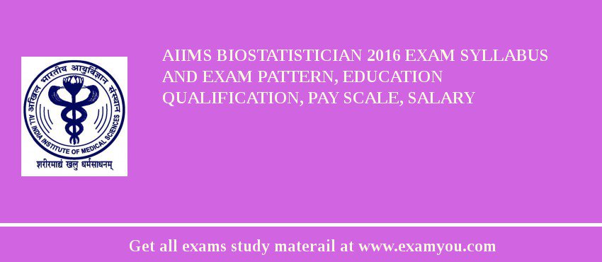 AIIMS Biostatistician 2018 Exam Syllabus And Exam Pattern, Education Qualification, Pay scale, Salary