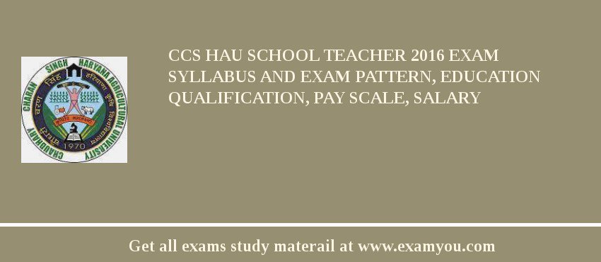 CCS HAU School Teacher 2018 Exam Syllabus And Exam Pattern, Education Qualification, Pay scale, Salary