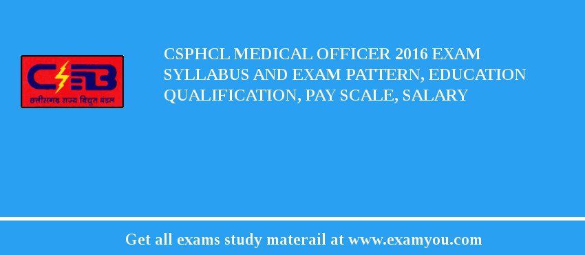 CSPHCL Medical Officer 2018 Exam Syllabus And Exam Pattern, Education Qualification, Pay scale, Salary