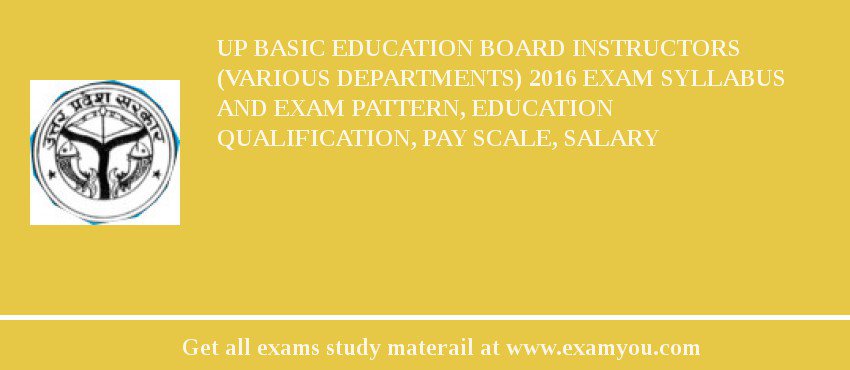 UP Basic Education Board Instructors (Various Departments) 2018 Exam Syllabus And Exam Pattern, Education Qualification, Pay scale, Salary