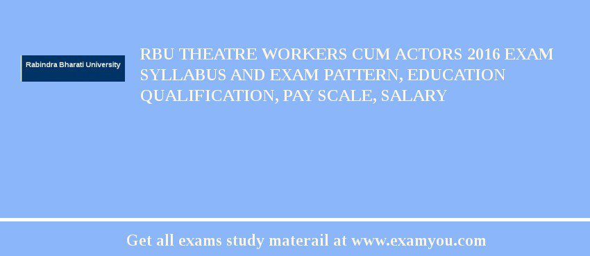 RBU Theatre Workers cum Actors 2018 Exam Syllabus And Exam Pattern, Education Qualification, Pay scale, Salary