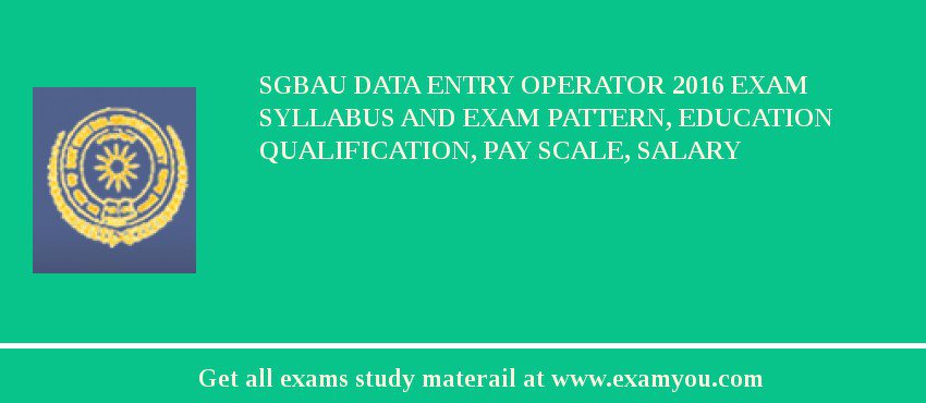 SGBAU Data Entry Operator 2018 Exam Syllabus And Exam Pattern, Education Qualification, Pay scale, Salary