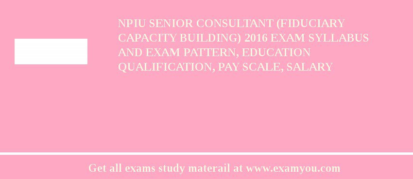 NPIU Senior Consultant (Fiduciary Capacity Building) 2018 Exam Syllabus And Exam Pattern, Education Qualification, Pay scale, Salary