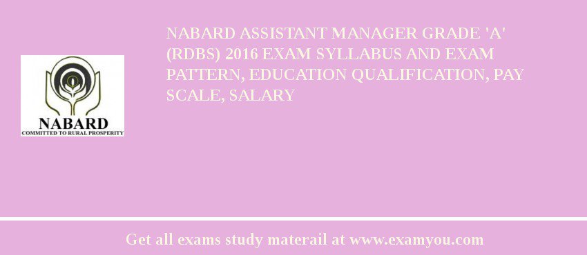 NABARD Assistant Manager Grade 'A' (RDBS) 2018 Exam Syllabus And Exam Pattern, Education Qualification, Pay scale, Salary