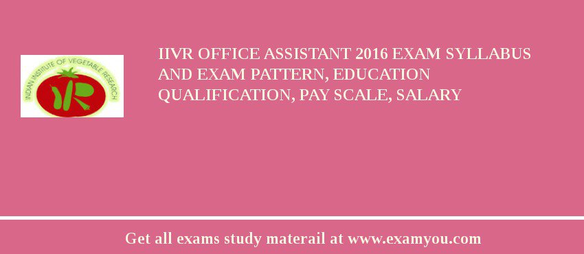 IIVR Office Assistant 2018 Exam Syllabus And Exam Pattern, Education Qualification, Pay scale, Salary