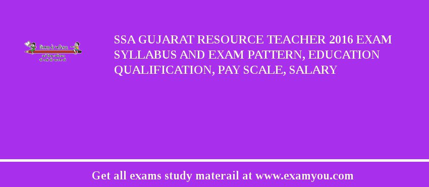 SSA Gujarat Resource Teacher 2018 Exam Syllabus And Exam Pattern, Education Qualification, Pay scale, Salary