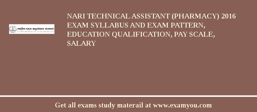NARI Technical Assistant (Pharmacy) 2018 Exam Syllabus And Exam Pattern, Education Qualification, Pay scale, Salary