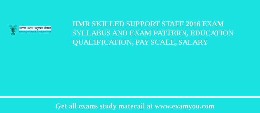 IIMR Skilled Support Staff 2018 Exam Syllabus And Exam Pattern, Education Qualification, Pay scale, Salary