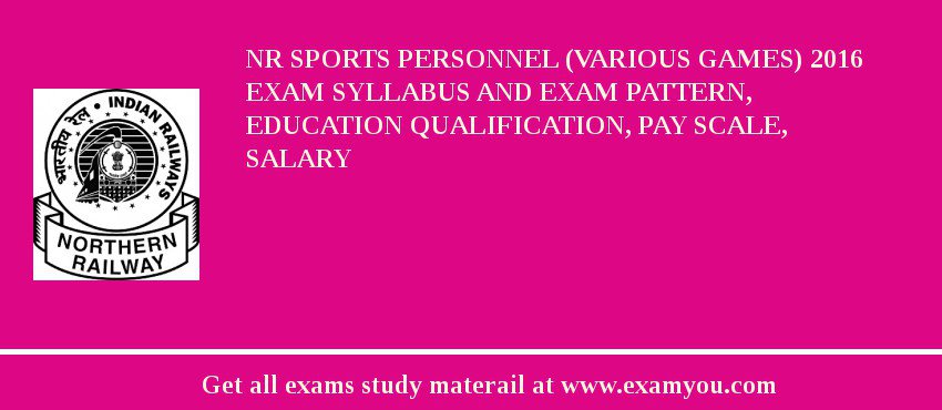 NR Sports Personnel (Various Games) 2018 Exam Syllabus And Exam Pattern, Education Qualification, Pay scale, Salary