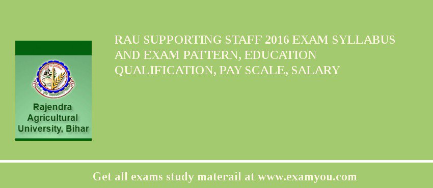 RAU Supporting Staff 2018 Exam Syllabus And Exam Pattern, Education Qualification, Pay scale, Salary