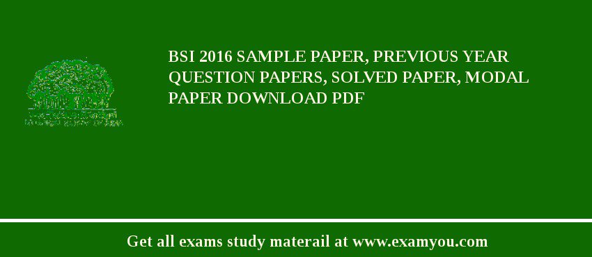 BSI 2018 Sample Paper, Previous Year Question Papers, Solved Paper, Modal Paper Download PDF
