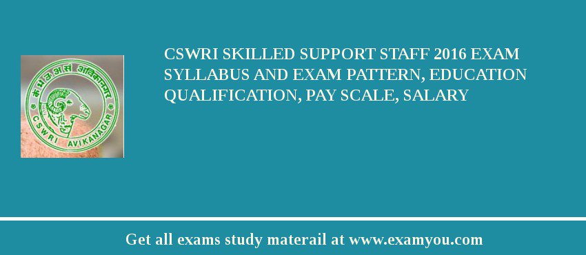 CSWRI Skilled Support Staff 2018 Exam Syllabus And Exam Pattern, Education Qualification, Pay scale, Salary