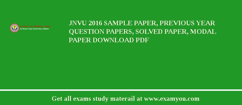 JNVU 2018 Sample Paper, Previous Year Question Papers, Solved Paper, Modal Paper Download PDF