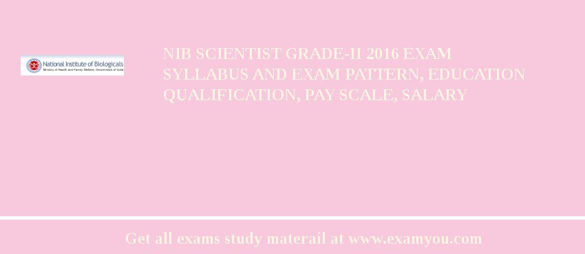NIB Scientist Grade-II 2018 Exam Syllabus And Exam Pattern, Education Qualification, Pay scale, Salary