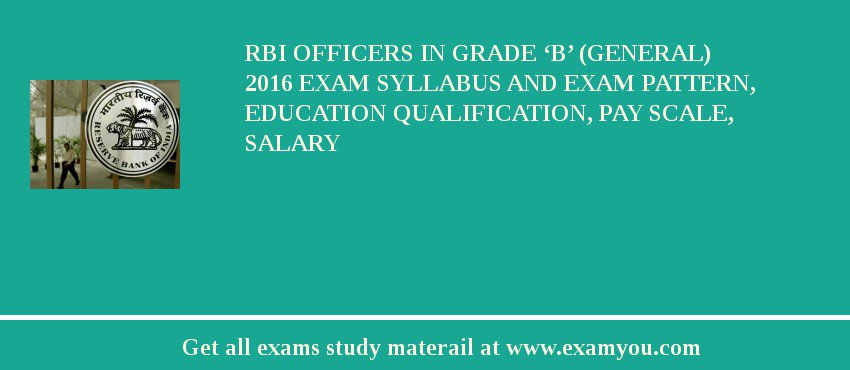 RBI Officers in Grade ‘B’ (General) 2018 Exam Syllabus And Exam Pattern, Education Qualification, Pay scale, Salary