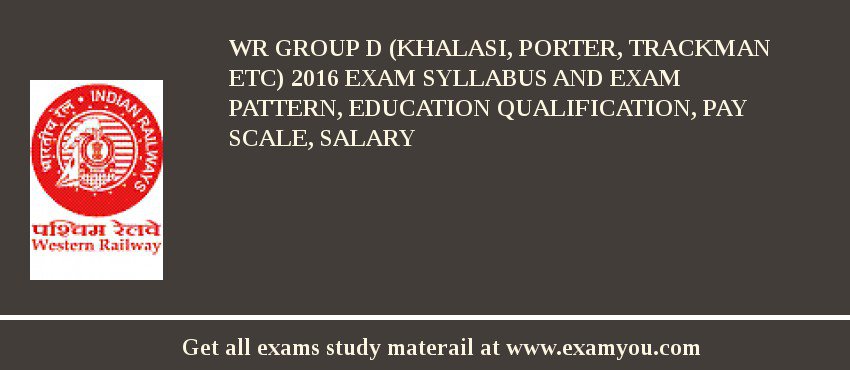 WR Group D (Khalasi, Porter, Trackman etc) 2018 Exam Syllabus And Exam Pattern, Education Qualification, Pay scale, Salary