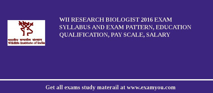 WII Research Biologist 2018 Exam Syllabus And Exam Pattern, Education Qualification, Pay scale, Salary