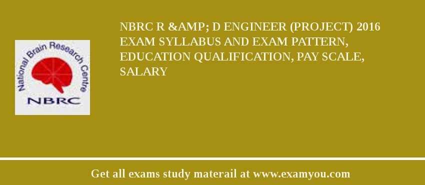 NBRC R &amp; D Engineer (Project) 2018 Exam Syllabus And Exam Pattern, Education Qualification, Pay scale, Salary