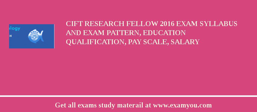 CIFT Research Fellow 2018 Exam Syllabus And Exam Pattern, Education Qualification, Pay scale, Salary