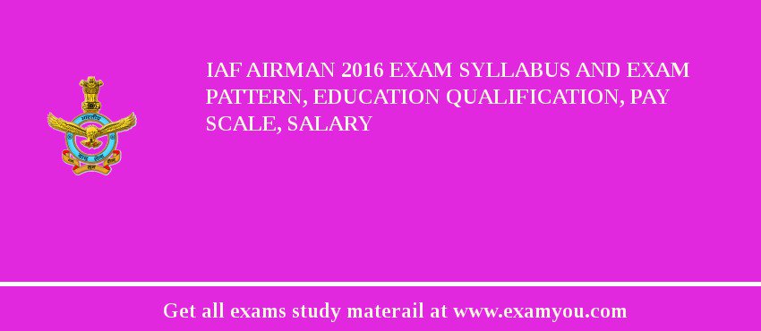 IAF Airman 2018 Exam Syllabus And Exam Pattern, Education Qualification, Pay scale, Salary