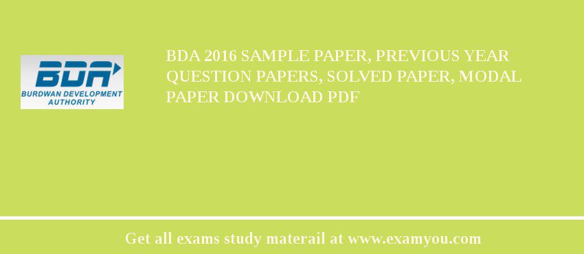 BDA 2018 Sample Paper, Previous Year Question Papers, Solved Paper, Modal Paper Download PDF