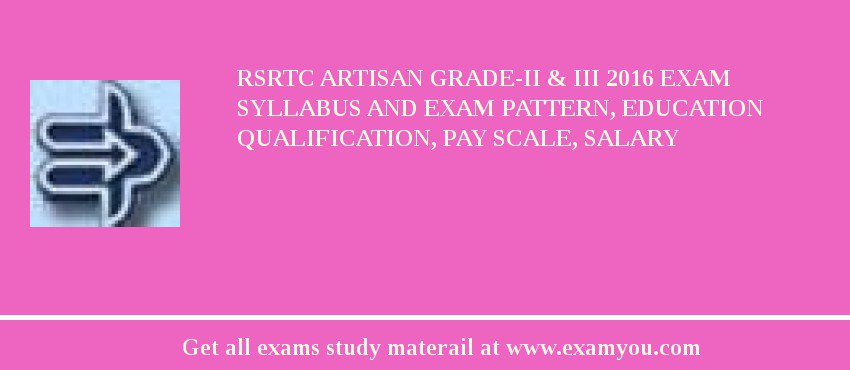 RSRTC Artisan Grade-II & III 2018 Exam Syllabus And Exam Pattern, Education Qualification, Pay scale, Salary