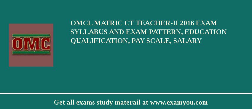 OMCL Matric CT Teacher-II 2018 Exam Syllabus And Exam Pattern, Education Qualification, Pay scale, Salary