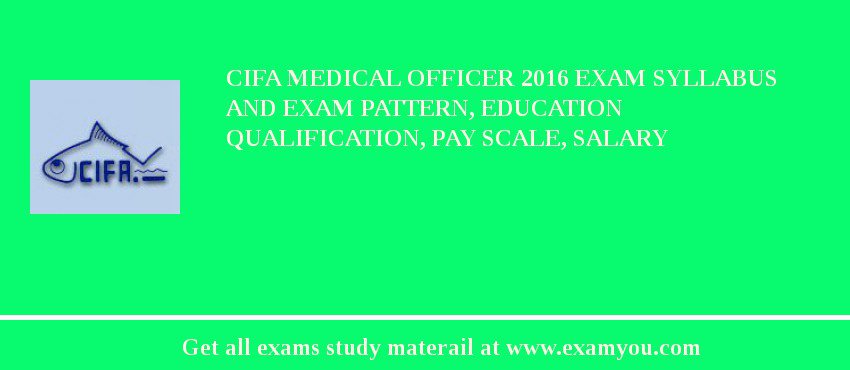 CIFA Medical Officer 2018 Exam Syllabus And Exam Pattern, Education Qualification, Pay scale, Salary