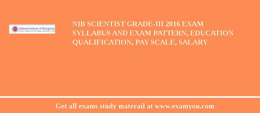 NIB Scientist Grade-III 2018 Exam Syllabus And Exam Pattern, Education Qualification, Pay scale, Salary