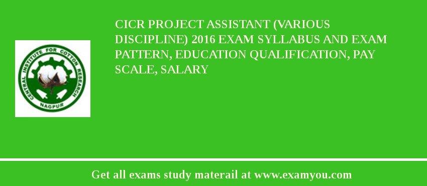 CICR Project Assistant (Various Discipline) 2018 Exam Syllabus And Exam Pattern, Education Qualification, Pay scale, Salary
