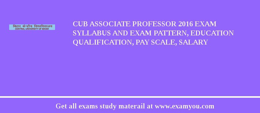 CUB Associate Professor 2018 Exam Syllabus And Exam Pattern, Education Qualification, Pay scale, Salary