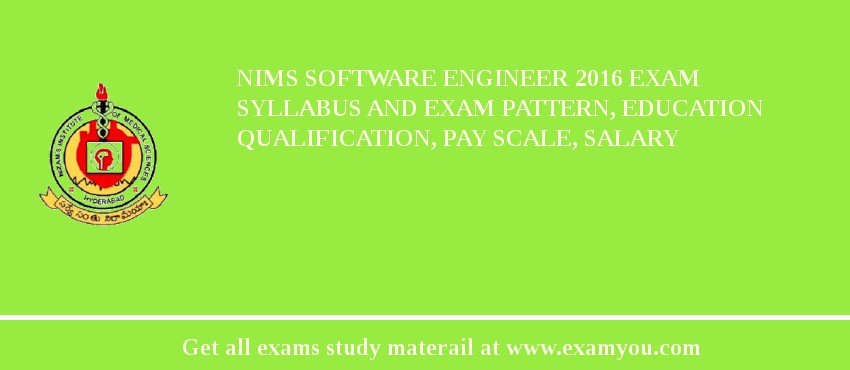 NIMS Software Engineer 2018 Exam Syllabus And Exam Pattern, Education Qualification, Pay scale, Salary