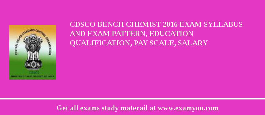 CDSCO Bench Chemist 2018 Exam Syllabus And Exam Pattern, Education Qualification, Pay scale, Salary