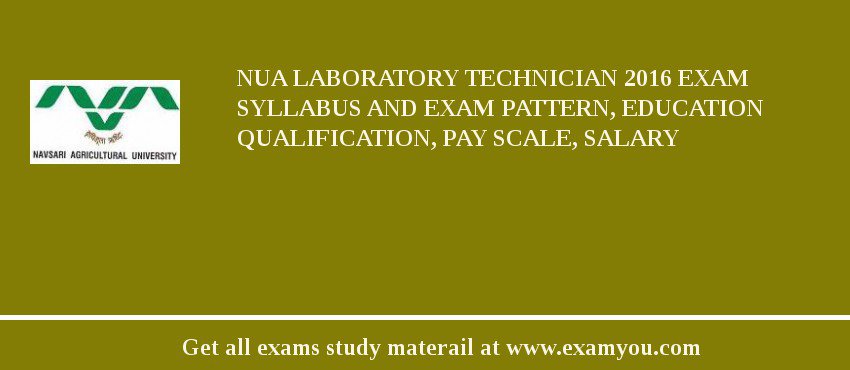 NUA Laboratory Technician 2018 Exam Syllabus And Exam Pattern, Education Qualification, Pay scale, Salary