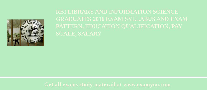 RBI Library and Information Science Graduates 2018 Exam Syllabus And Exam Pattern, Education Qualification, Pay scale, Salary