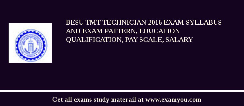 BESU TMT Technician 2018 Exam Syllabus And Exam Pattern, Education Qualification, Pay scale, Salary