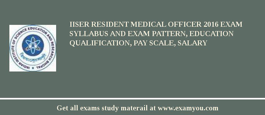 IISER Resident Medical Officer 2018 Exam Syllabus And Exam Pattern, Education Qualification, Pay scale, Salary