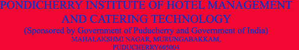 Pondicherry Institute of Hotel Management & Catering Technology Principal 2018 Exam