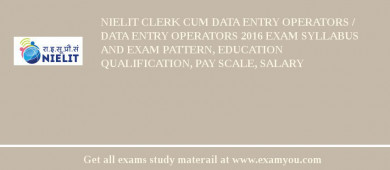 NIELIT Clerk cum Data Entry Operators / Data Entry Operators 2018 Exam Syllabus And Exam Pattern, Education Qualification, Pay scale, Salary
